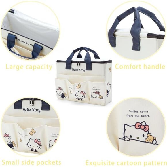 Cute Canvas Tote Bag, 4-Pockets Utility Sturdy Handbag - Picture 5 of 7